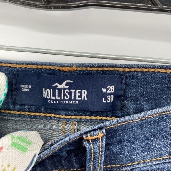Hollister Jeans Women's 28 Washed Blue Supper Skinny Stretch Ripped 5 Pocket - Picture 5 of 13